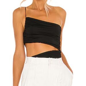Superdown Black Asymmetrical Crop Top